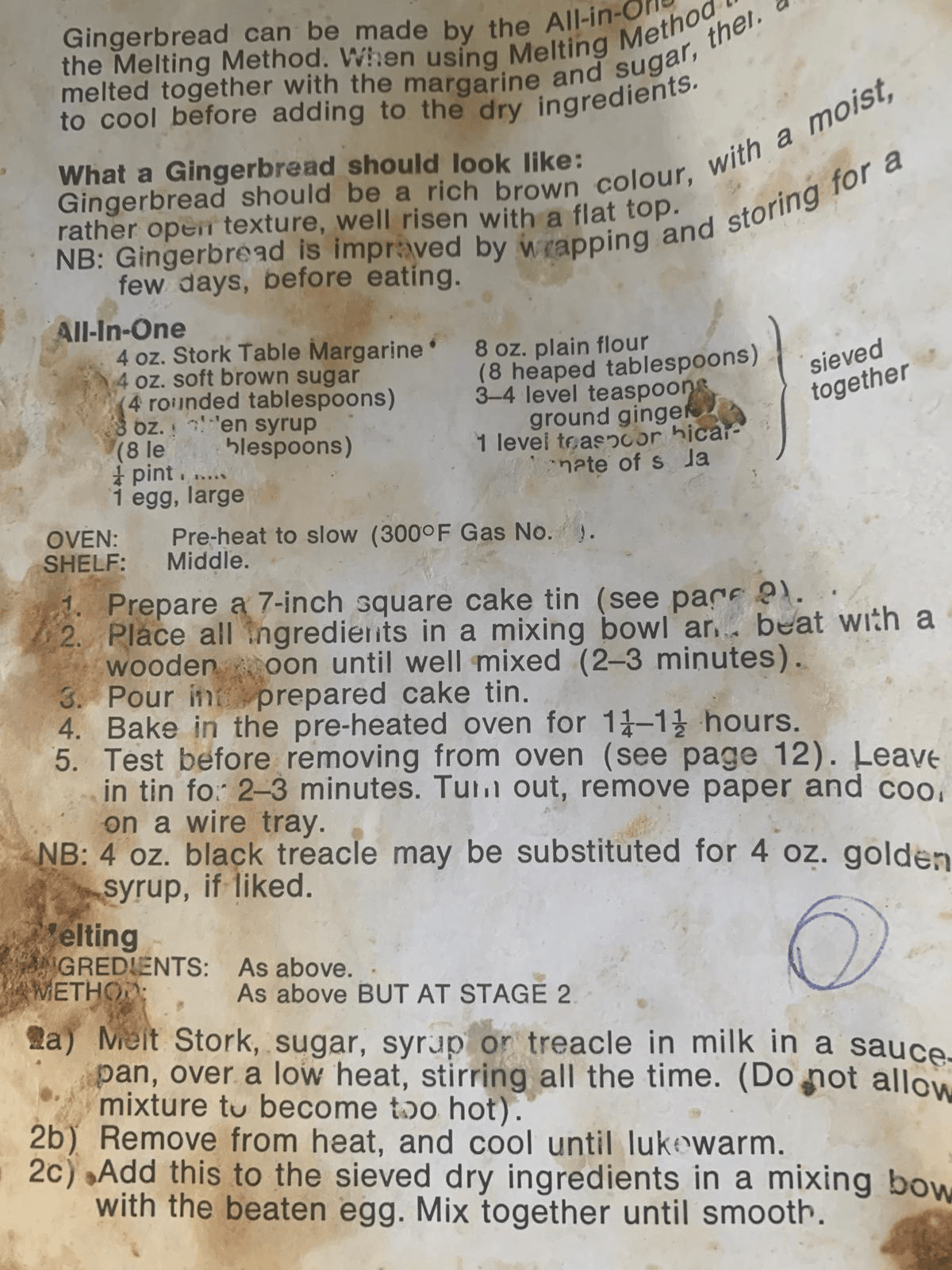 Original stained printed clipping for Robin Vaughan's gingerbread recipe
